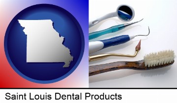 a toothbrush, dental picks, and a mouth mirror in Saint Louis, MO